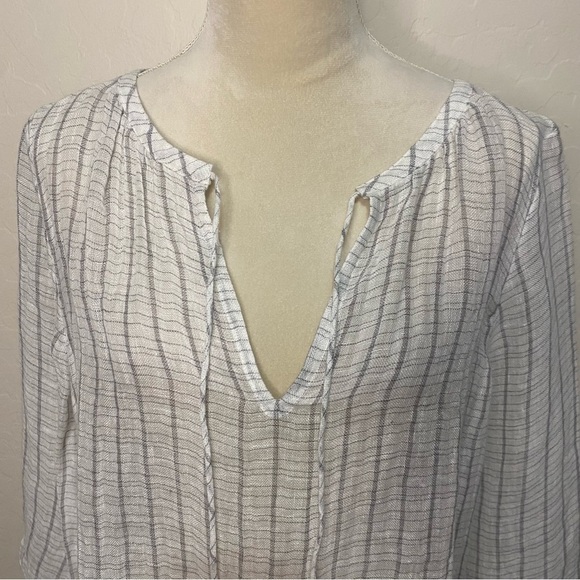Eileen Fisher White Linen Sheer Lightweight Boho Wide Neck Box Top Blouse M - Picture 2 of 10